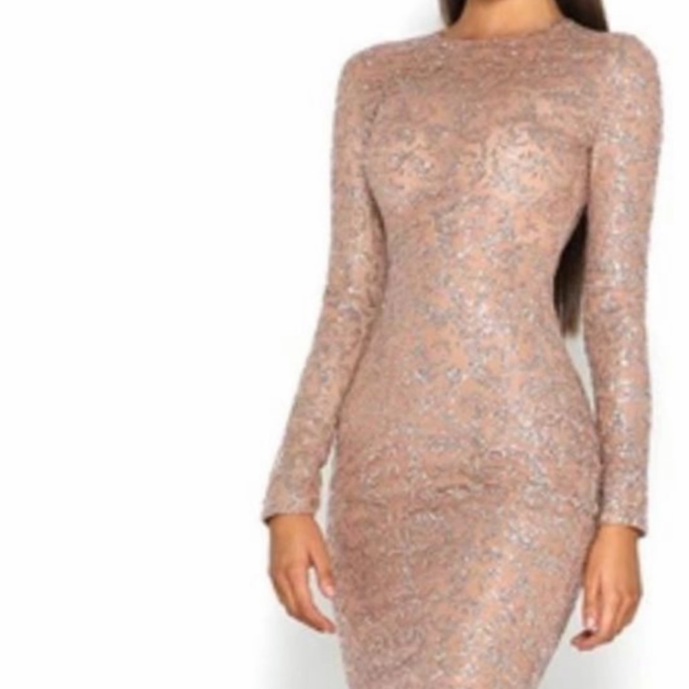 Elegant Gold long sleeve PS dress size US 10
